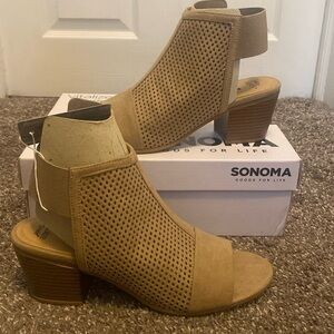 Sonoma Vitalize Ortholite Hostel Taupe Slingback Open Toe Ankle Boots sz 9 NIB